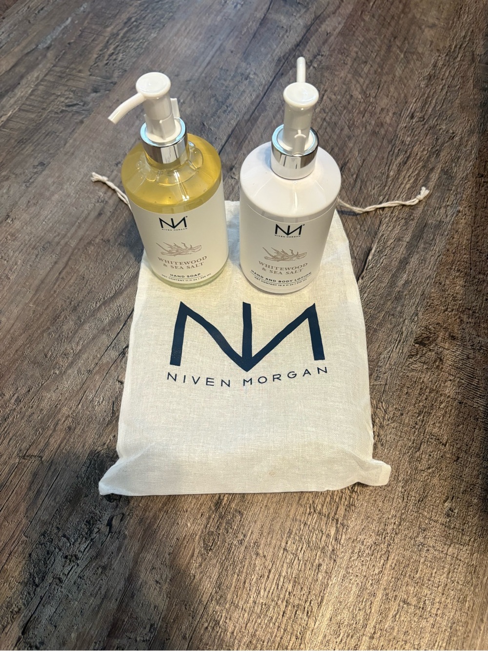 Niven Morgan Whitewood Hand Soap & Lotion Set - Yellow and White